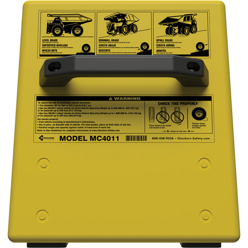 Checkers Safety Heavy-Duty Ultra Class Mining Wheel Chock without Bracket, HDPE, Yellow, 14-1/2" W x 17-1/2" D x 16" H The Estey Group
