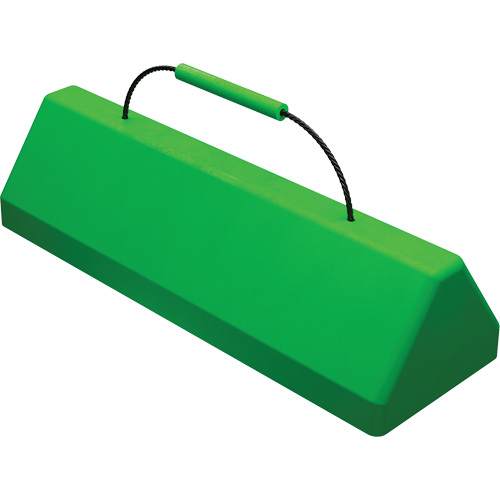 Checkers Safety SafeRay  Aircraft Wheel Chock with Cable Handle, Urethane, Fluorescent Green, 24" W x 8" D x 6" H The Estey Group