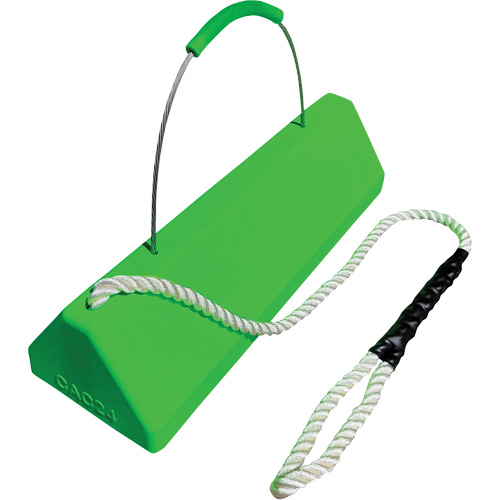 Checkers Safety SafeRay  Aircraft Wheel Chock with Loop Rope Cable Handle, Urethane, Fluorescent Green, 24" W x 8" D x 6" H The Estey Group