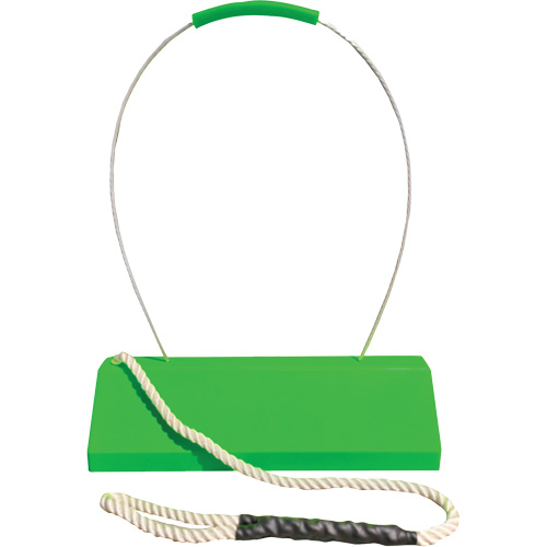 Checkers Safety SafeRay  Aircraft Wheel Chock with Loop Rope Ergonomic Handle, Urethane, Fluorescent Green, 24" W x 8" D x 6" H The Estey Group