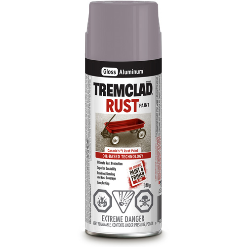 Tremclad&reg; Oil Based Rust Paint, Silver Aluminum, Gloss, Aerosol Can The Estey Group