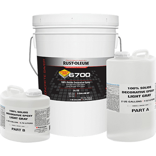&eacute;poxy d&eacute;coratif 100 % de solides 6700, 3 gal., &eacute;poxy, Tr&egrave;s brillant, Gris The Estey Group