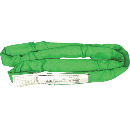 Round Slings, Green, 2" W x 4' L, 6000 lbs. Vertical Load The Estey Group