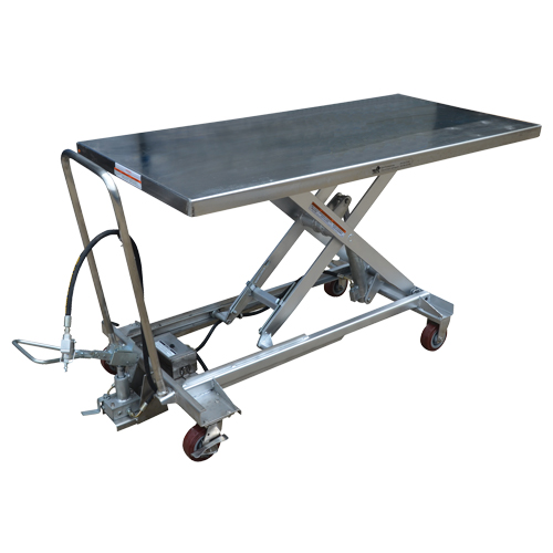 Table &eacute;l&eacute;vatrice &agrave; ciseaux hydraulique pneumatique, Acier inoxydable, 63" lo x 31-1/2" la, Cap. 1000 lb The Estey Group