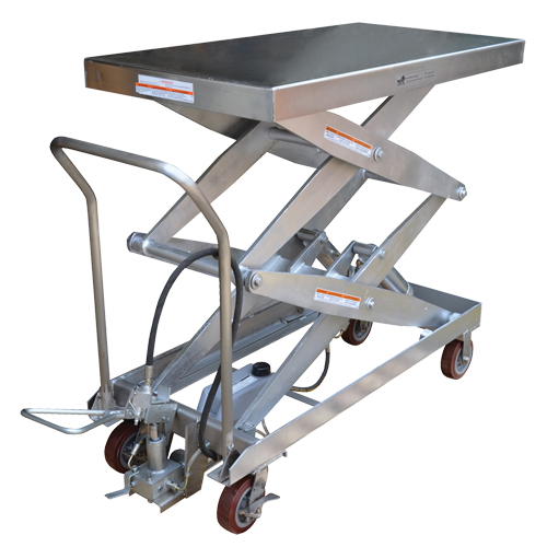 Pneumatic Hydraulic Scissor Lift Table, Stainless Steel, 47-1/4" L x 24" W, 1500 lbs. Cap. The Estey Group