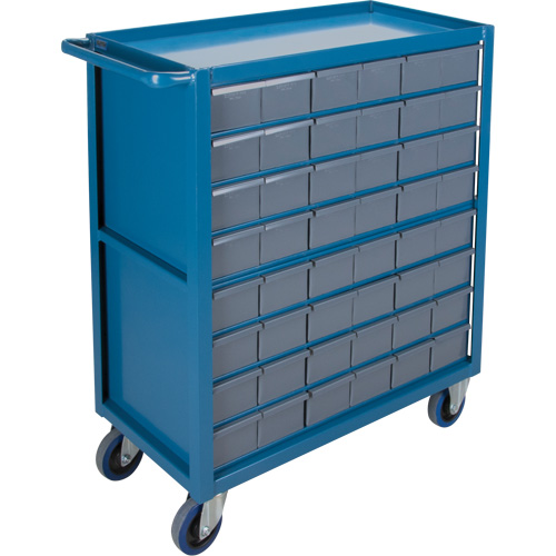 Drawer Shelf Cart, 1200 lbs. Capacity, Steel, 18" x W, 35" x H, 36" D, Rubber Wheels, All-Welded, 48 Drawers The Estey Group