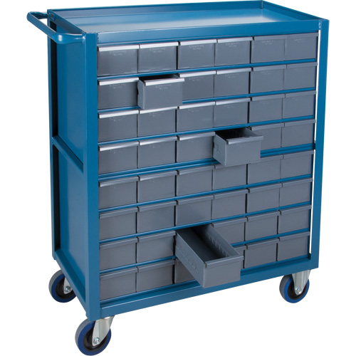 Drawer Shelf Cart, 1200 lbs. Capacity, Steel, 18" x W, 35" x H, 36" D, Rubber Wheels, All-Welded, 48 Drawers The Estey Group