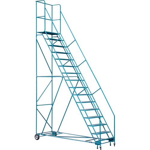 Escabeau roulant certifi&eacute; par la CSA avec pied verrouillable, 16 marches, Largeur de la marche 30", Hauteur de la plateforme 144", Acier The Estey Group