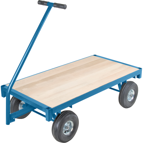 Ergonomic Platform Wagon Trucks, 30" W x 60" L, 45" Handle, 1000 lbs. Capacity, 10" Wheel Dia., Pneumatic Wheels The Estey Group