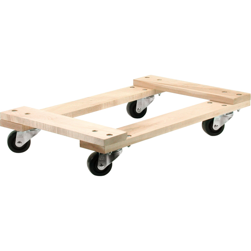 Wood Dollies - Medium-Duty, Polyolefin Wheels, 900 lbs. Capacity, 18" W x 30" D x 7" H The Estey Group