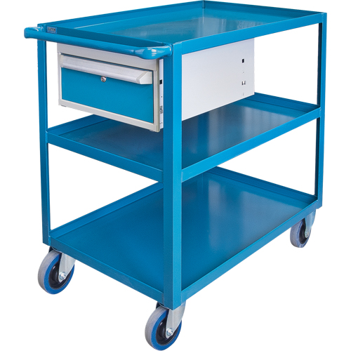 Heavy Duty Shelf Cart with Drawer, 1200 lbs. Capacity, Steel, 24" x W, 36" x H, 36" D, Rubber Wheels, All-Welded, 1 Drawers The Estey Group