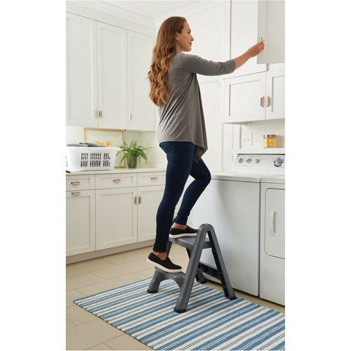 Folding Step Stool, 2 Steps, 19-1/2" x 20-1/2" x 22-3/4" High The Estey Group