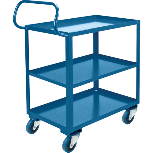 Chariot ergonomique &agrave; tablettes, 800 lb Capacit&eacute;, Acier, 20" la x 37" ha x 32" p, Bordure vers le haut The Estey Group