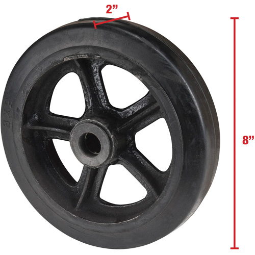 Mold-On Rubber Wheel, 8" (203 mm) Dia. x 2" (51 mm) W, 400 lbs. (181 kg.) Capacity The Estey Group