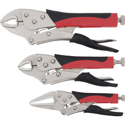 Cushion Grip Locking Plier Set, 6"/10"/7" Length, Curved Jaw/Long Nose The Estey Group