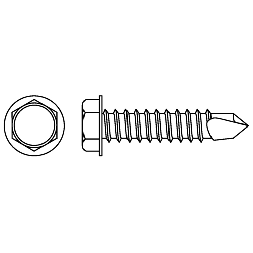 Self Drill Hex Washer Head Screws, #10 x 5/8" L, Zinc Plated The Estey Group