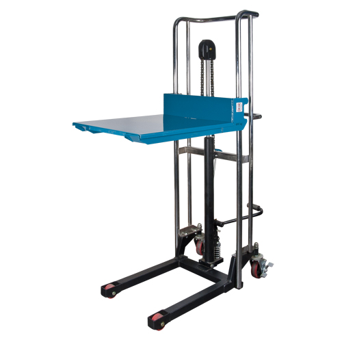 Hydraulic Platform Lift Stacker, Foot Pump Operated, 880 lbs. Capacity, 60" Max Lift The Estey Group