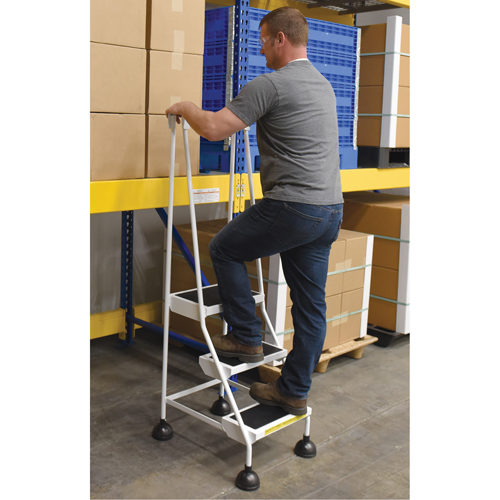 Stop-Step Ladders, 3 Steps, 16" Step Width, 28-11/16" Platform Height, Steel The Estey Group
