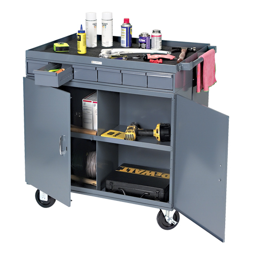 Poste de travail &agrave; deux c&ocirc;t&eacute;s mobile et robuste, 1200 lb Capacit&eacute;, Acier, 34" x la, 34" x ha, 24" p, Enti&egrave;rement soud&eacute;, 6 tirroirs The Estey Group