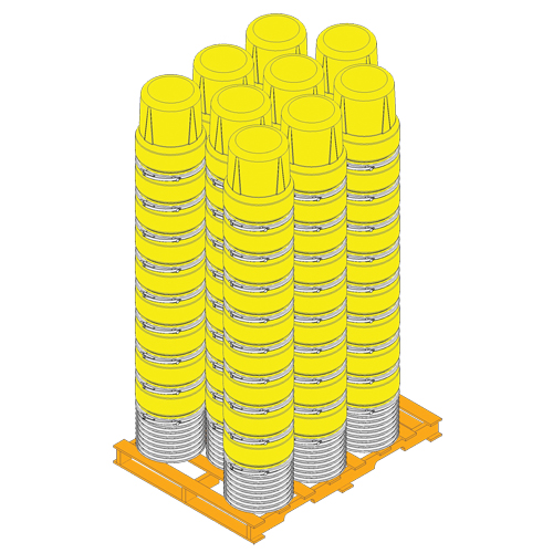 Baril emboîtable en poly&eacute;thyl&egrave;ne, 10 gal. US (8,33 gal. imp.), Dessus ouvert, Jaune The Estey Group