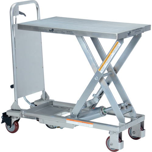 Manual Hydraulic Scissor Lift Table, 27-1/2" L x 17-5/8" W, Partial Stainless Steel, 400 lbs. Capacity The Estey Group