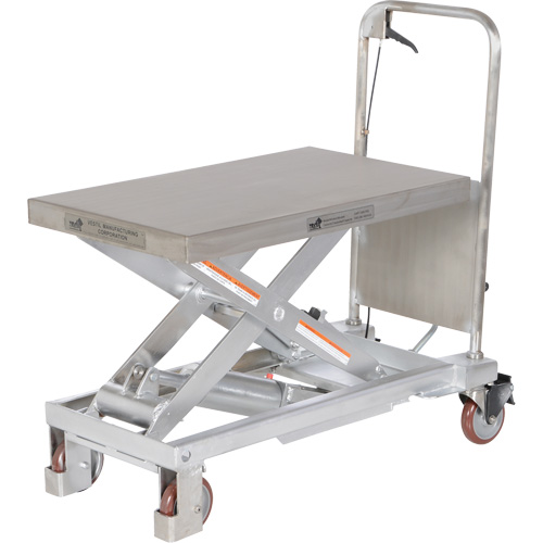 Manual Hydraulic Scissor Lift Table, 32-1/2" L x 19-1/2 W, Partial Stainless Steel, 1000 lbs. Capacity The Estey Group