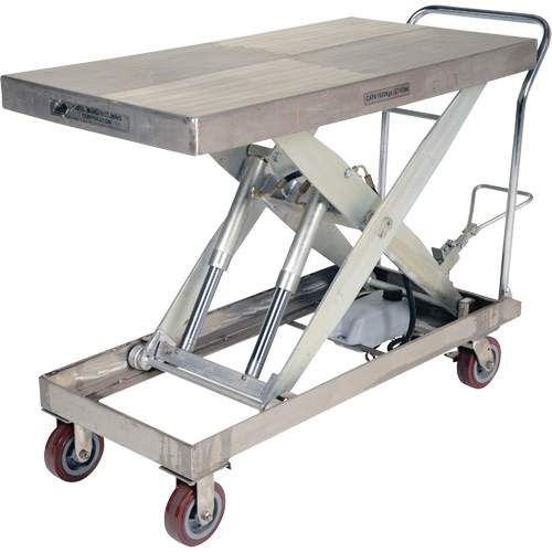 Table &eacute;l&eacute;vatrice hydraulique manuelle &agrave; ciseaux, 47" lo x 24" la, Partiellement en acier inoxydable, Capacit&eacute; 2000 lb The Estey Group