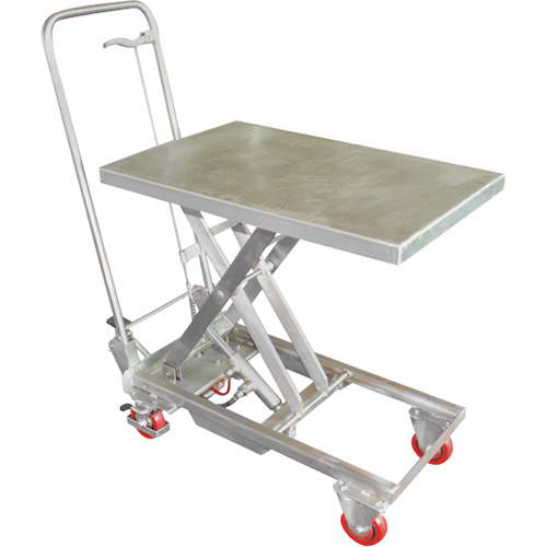 Table &eacute;l&eacute;vatrice hydraulique manuelle &agrave; ciseaux, 27-1/2" lo x 17-3/4" la, Acier inoxydable, Capacit&eacute; 200 lb The Estey Group