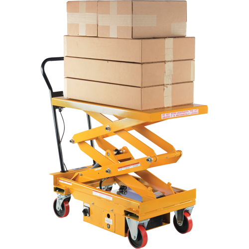 DC Powered Hydraulic Scissor Lift Elevating Cart, Steel, 39-3/4" L x 20-1/2" W, 1000 lbs. Capacity The Estey Group