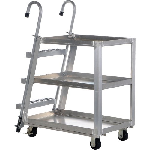 Stockpicker Truck, Aluminum, 21-7/8" W x 40" D, 3 Shelves, 660 lbs. Capacity The Estey Group