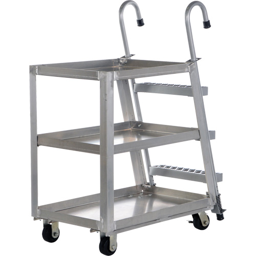 Stockpicker Truck, Aluminum, 21-7/8" W x 40" D, 3 Shelves, 660 lbs. Capacity The Estey Group