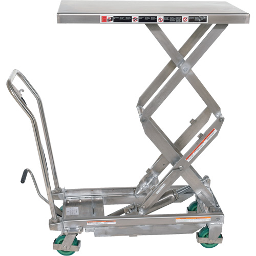 Manual Hydraulic Scissor Lift Table, 36-1/4" L x 19-3/8" W, Stainless Steel, 600 lbs. Capacity The Estey Group