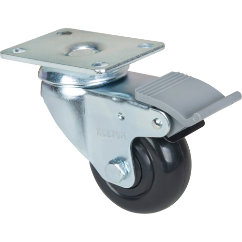 Caster, Swivel with Brake, 3" (76.2 mm), Polyolefin, 250 lbs. (113.4 kg) The Estey Group