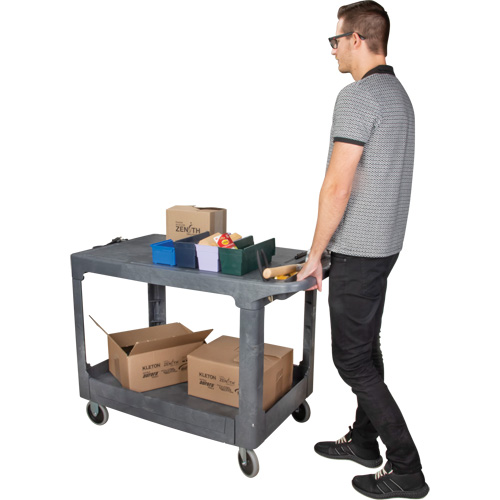 Flat-Shelf Utility Service Cart, 2 Tiers, 25-1/4" x 32-1/4" x 44", 550 lbs. Capacity The Estey Group