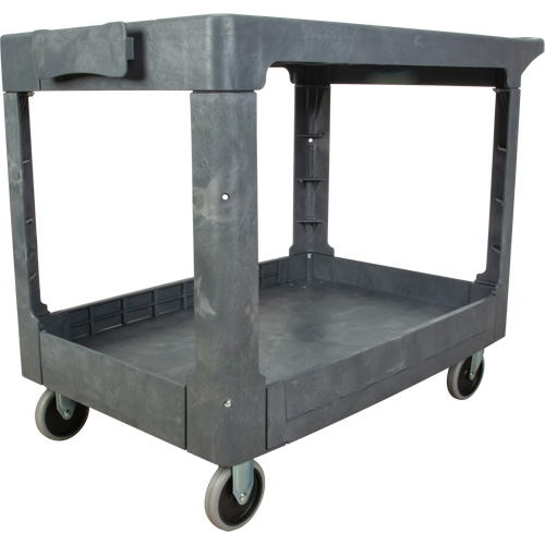 Flat-Shelf Utility Service Cart, 2 Tiers, 25-1/4" x 32-1/4" x 44", 550 lbs. Capacity The Estey Group