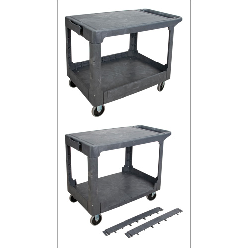 Flat-Shelf Utility Service Cart, 2 Tiers, 25-1/4" x 32-1/4" x 44", 550 lbs. Capacity The Estey Group