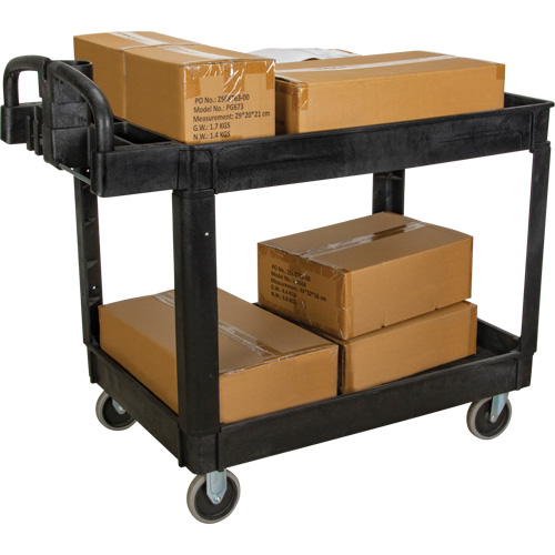 Utility Cart, 2 Tiers, 25-5/8" x 33-1/2" x 43-3/4", 550 lbs. Capacity The Estey Group
