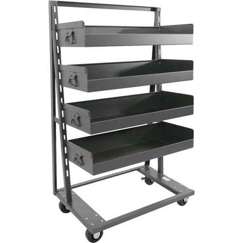 Single-Sided Heavy Duty A-Frame Cart with 4 Large Lipped Trays, 38" x 25" x 63", 2500 lbs. Capacity The Estey Group