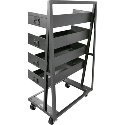 Single-Sided Heavy Duty A-Frame Cart with 4 Large Lipped Trays, 38" x 25" x 63", 2500 lbs. Capacity The Estey Group