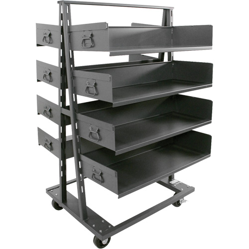 Double-Sided Heavy Duty A-Frame Cart with 8 Large Trays, 38" x 30" x 63", 2500 lbs. Capacity The Estey Group