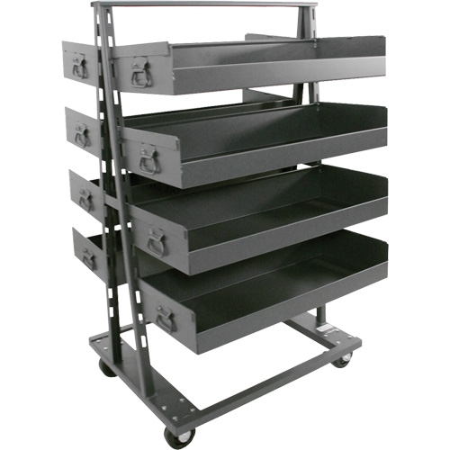 Double-Sided Heavy Duty A-Frame Cart with 8 Large Lipped Trays, 38" x 30" x 63", 2500 lbs. Capacity The Estey Group