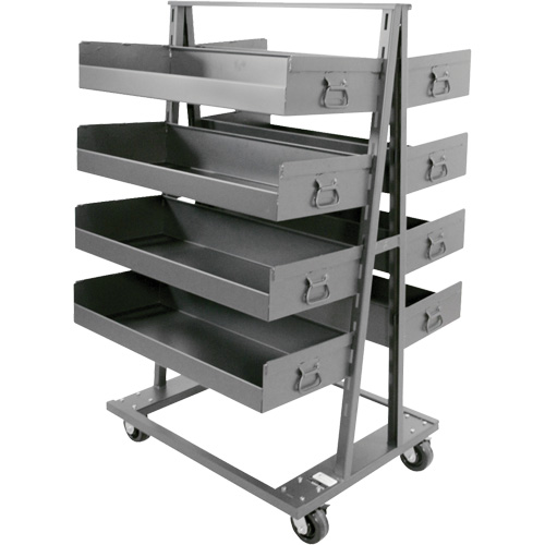 Double-Sided Heavy Duty A-Frame Cart with 8 Large Lipped Trays, 38" x 30" x 63", 2500 lbs. Capacity The Estey Group