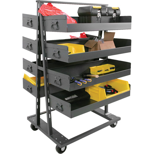 Double-Sided Heavy Duty A-Frame Cart with 8 Large Lipped Trays, 38" x 30" x 63", 2500 lbs. Capacity The Estey Group