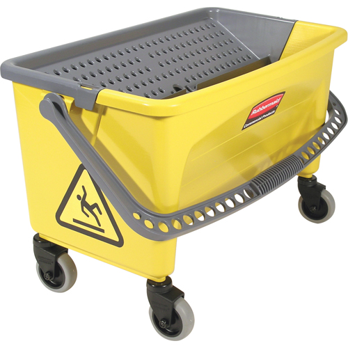 Seaux avec plaque essoreuse pour produits en microfibres, Pression vers le bas, 10,75 gal. US (43 Quart), Jaune The Estey Group