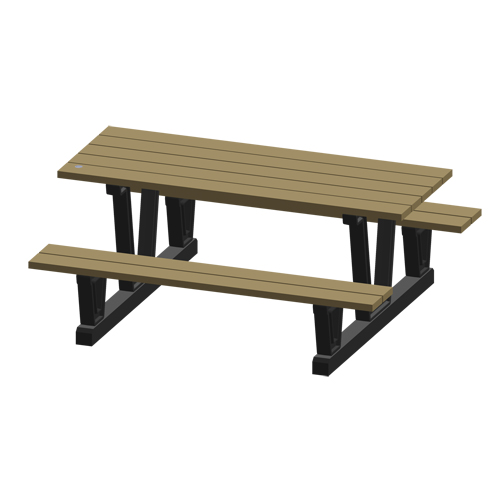 Recycled Plastic Outdoor Picnic Tables, 72" L x 60-5/16" W, Sand The Estey Group