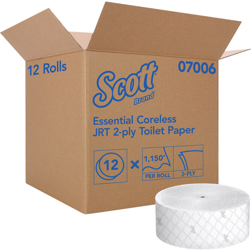 Scott&reg; Essential Toilet Paper, Jumbo/Coreless Roll, 2 Ply, 1150' Length, White The Estey Group