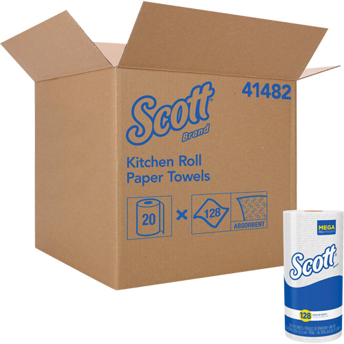 Scott&reg; Kitchen Roll Towels, 1 Ply, 128 Sheets/Roll, 11" W, 8.78" L The Estey Group
