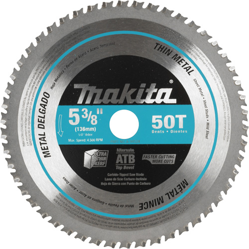 Carbide-Tipped Saw Blade, 5-3/8", 50 Teeth, Metal Use The Estey Group