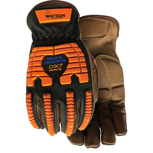 Gants antichocs Drill Sergeant, Grand, Paume en Cuir fleur, Poignet &agrave; enfiler The Estey Group