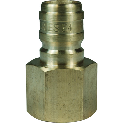 DQC E-Series Straight Through Interchange Plug, Brass, 3/4", Female NPTF, 1700 PSI The Estey Group